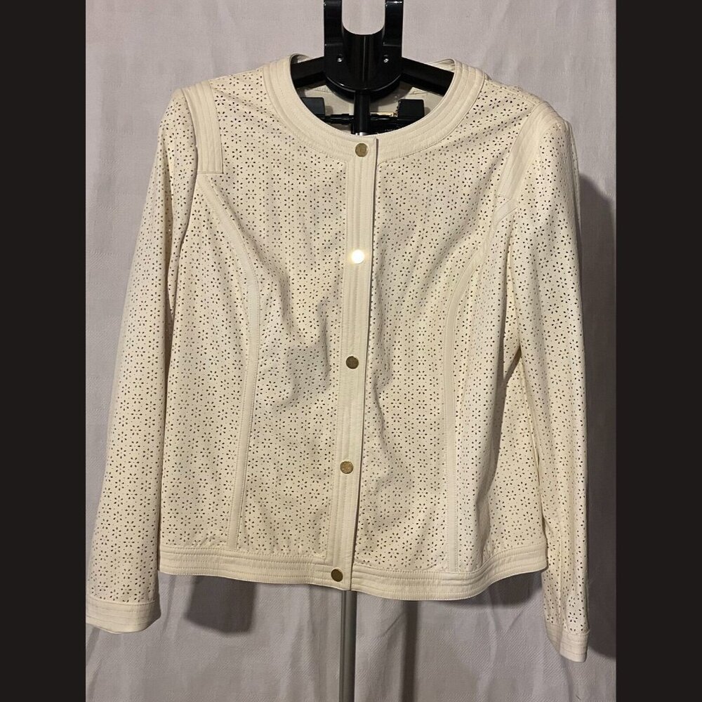 Jones‎ New York Women's White faux leather Jacket No Size tag